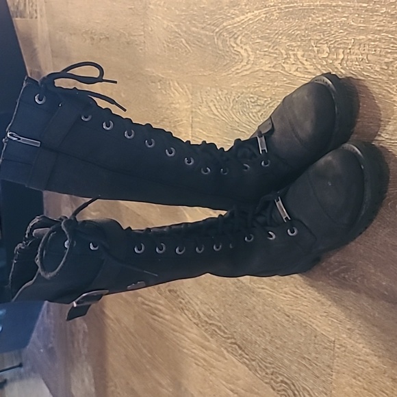 Harley Davidson Zip Up/Lace Up Black Suede Riding Boots - Picture 2 of 5